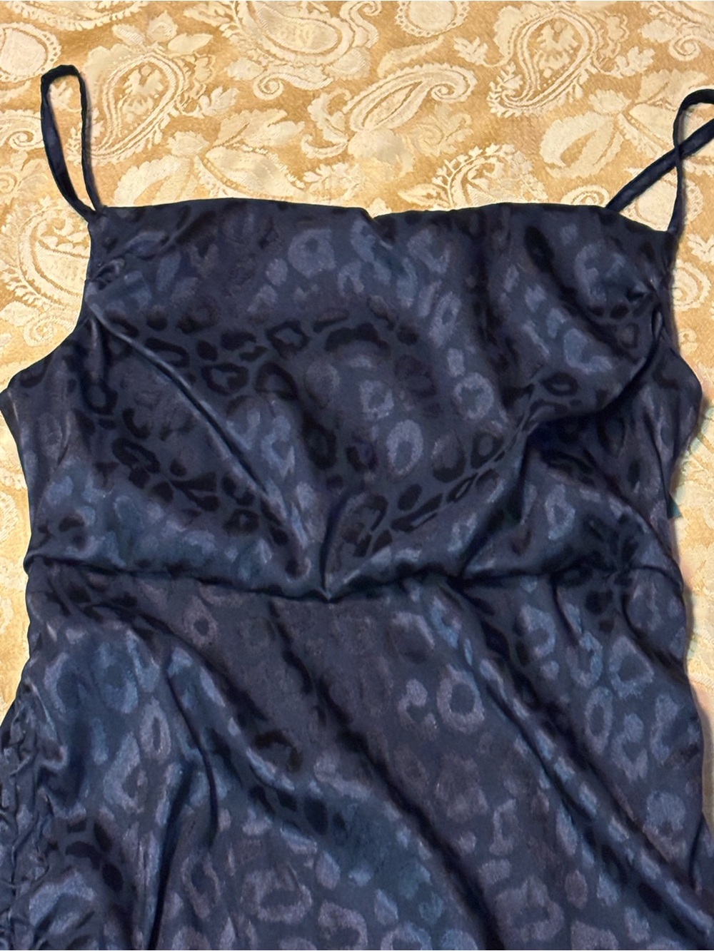 Wild Fable Black Satin Leopard Print Slip Dress - Picture 4 of 7